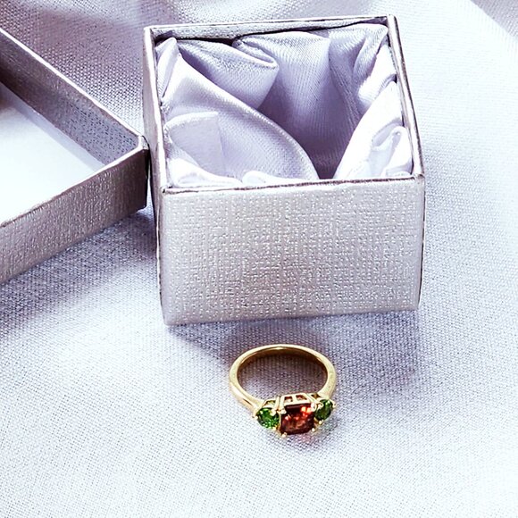 STUNNING Cherry Citrine and Chrome Diopside Silver Ring  1.50 ctw. - NWT - Picture 4 of 8